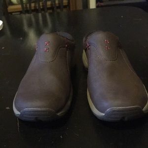 Merrill brown slip on shoes